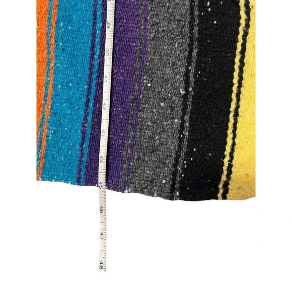 VTG Southwest Tapestry Woven Blanket Church Town Birds Pueblo Mexico Color Block - Picture 7 of 9